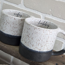 Load image into Gallery viewer, Hubby & Wifey Speckled Heart Mug Set