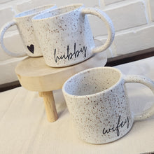 Load image into Gallery viewer, Hubby & Wifey Speckled Heart Mug Set