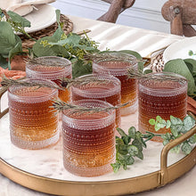 Load image into Gallery viewer, Textured Beaded Clear Old Fashion Drinking Glasses (10 oz)
