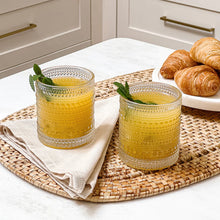 Load image into Gallery viewer, Textured Beaded Clear Old Fashion Drinking Glasses (10 oz)