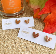 Load image into Gallery viewer, Gold Rimmed Clay Heart Studs