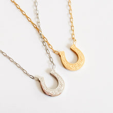 Load image into Gallery viewer, Cheyenne Scroll Horseshoe Pendant Necklace