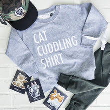 Load image into Gallery viewer, Youth "Cat Cuddling Shirt" Crewneck Sweatshirt