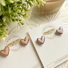 Load image into Gallery viewer, Gold Rimmed Clay Heart Studs