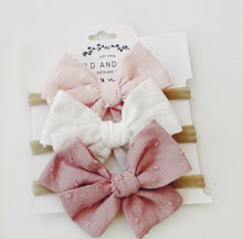 Load image into Gallery viewer, Petite Pinwheel 3 Bow Headband Set