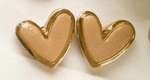 Load image into Gallery viewer, Gold Rimmed Clay Heart Studs