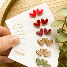 Load image into Gallery viewer, Gold Rimmed Clay Heart Studs