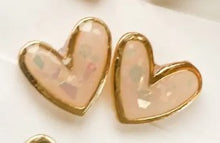 Load image into Gallery viewer, Gold Rimmed Clay Heart Studs