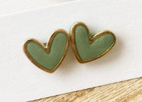 Load image into Gallery viewer, Gold Rimmed Clay Heart Studs