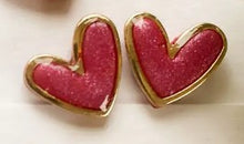 Load image into Gallery viewer, Gold Rimmed Clay Heart Studs