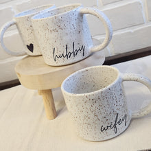 Load image into Gallery viewer, Hubby &amp; Wifey Speckled Heart Mug Set
