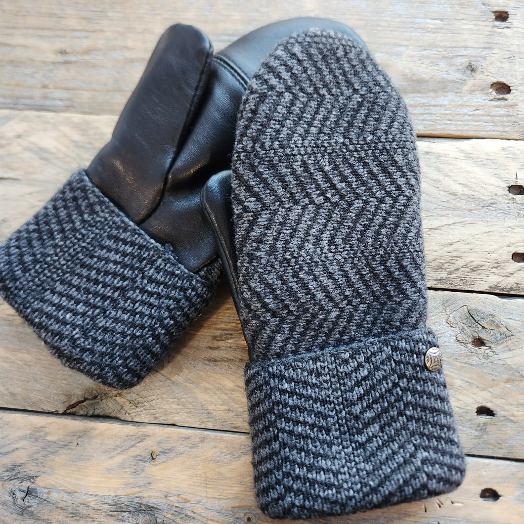 Luxe Wool Mittens with Leather or Suede