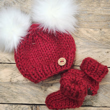 Load image into Gallery viewer, Piggy Knitty Newborn Hat &amp; Bootie Sets
