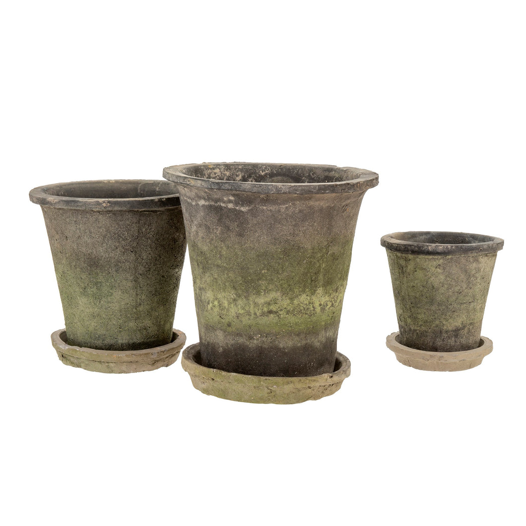 Aged Clay Cactus Pot + Saucer