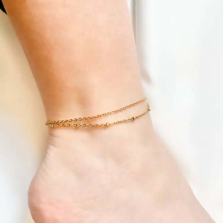 Layered Chain Anklets