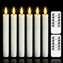 Load image into Gallery viewer, Flameless Flickering Taper Candles Set of 3 w/remote
