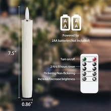 Load image into Gallery viewer, Flameless Flickering Taper Candles Set of 3 w/remote
