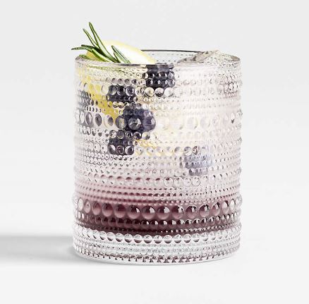 Textured Beaded Clear Old Fashion Drinking Glasses (10 oz)