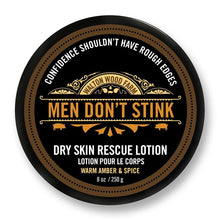Load image into Gallery viewer, Walton Wood Farm 'Men Don't Stink' Dry Skin Rescue Lotion
