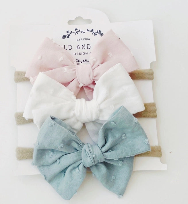 Petite Pinwheel 3 Bow Headband Set