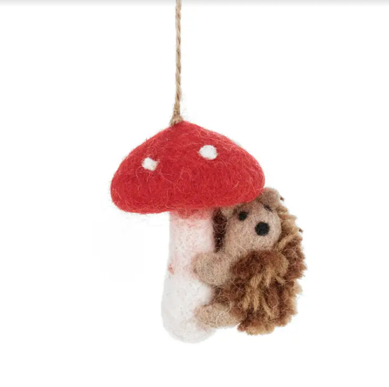 Toadstool Hedgehog Hanging Ornament