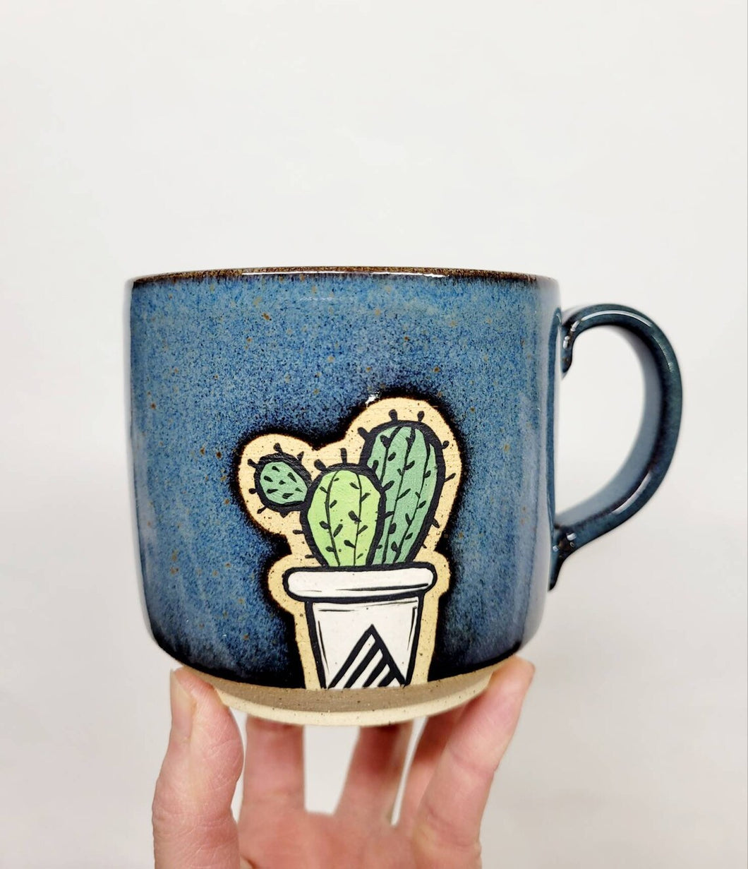 Modern Succulent Pottery Mugs