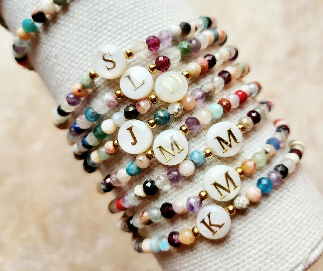 Natural Stone Initial Bracelets