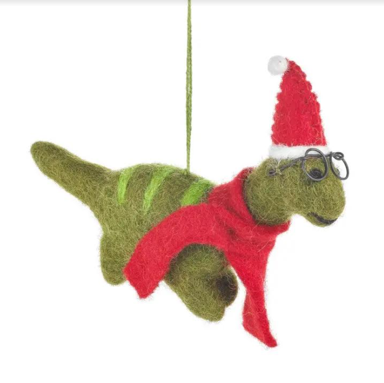 Dino With Specs Hanging Ornament