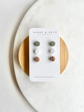 Load image into Gallery viewer, Honey &amp; Gold Clay Studs
