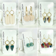 Load image into Gallery viewer, Honey &amp; Gold Clay Dangle Earrings (Summer)
