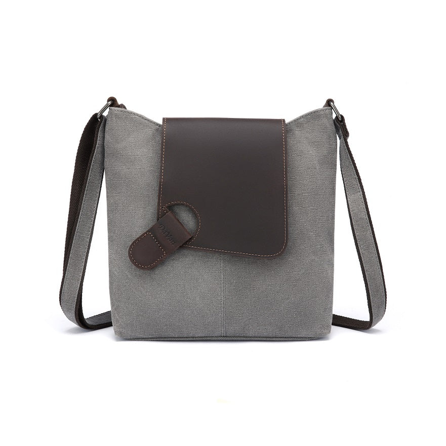 Canvas Shoulder Bag With Leather Trim (SB538)