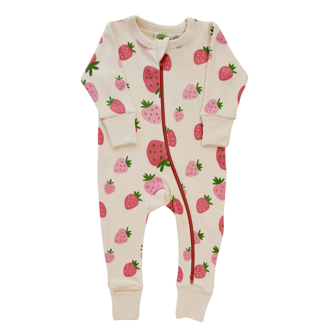 Organic Signature Print '2-Way' Zipper Romper - Long Sleeve