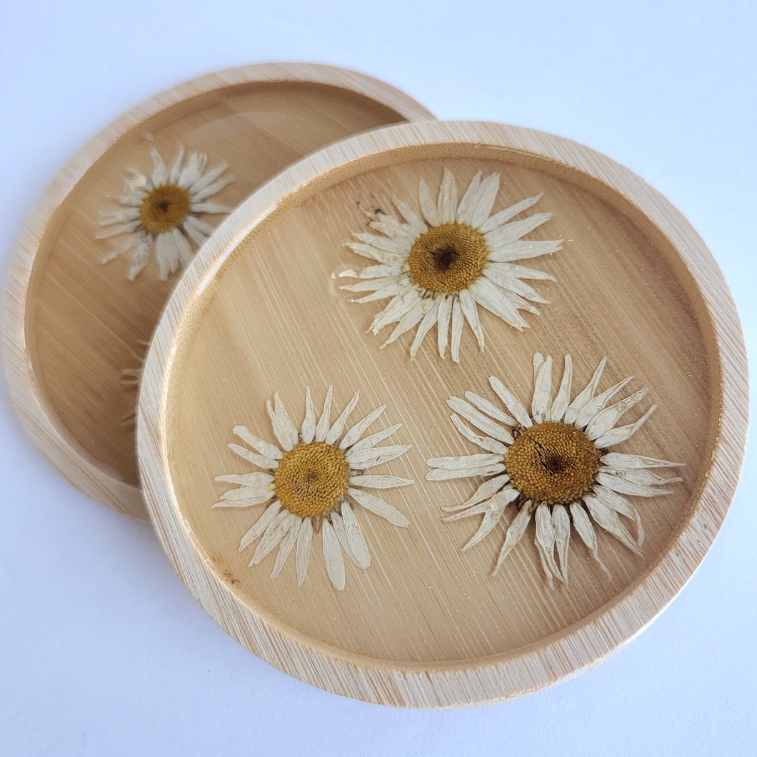 Pressed Floral Wood Coaster