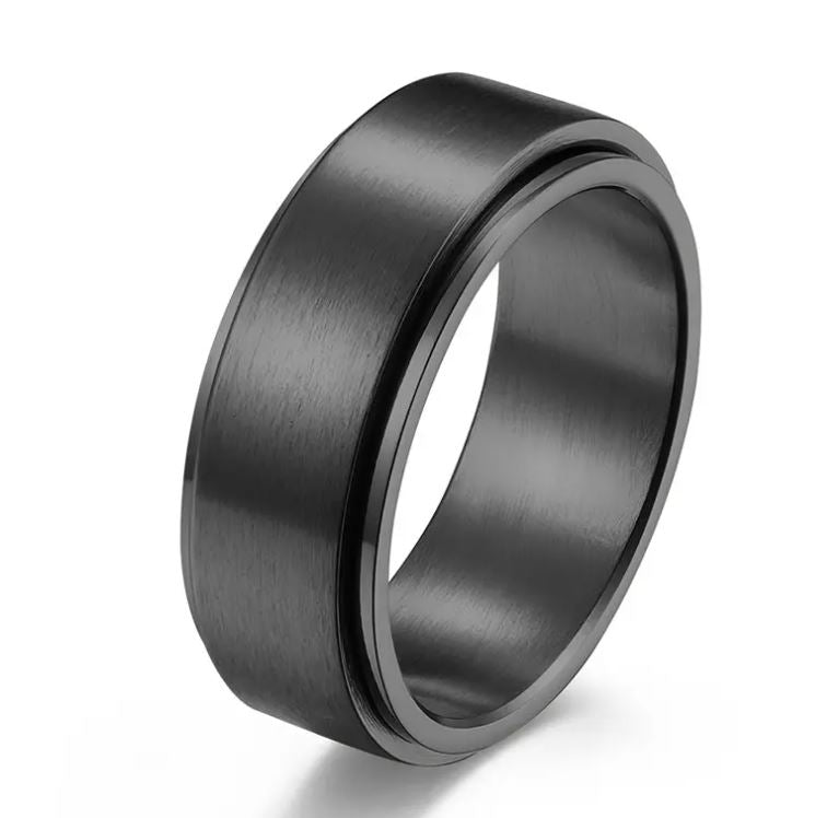 Simple Steel Spinner Ring (Black)