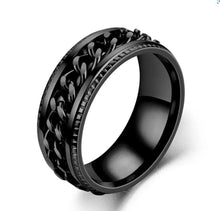 Load image into Gallery viewer, Chain Link Men&#39;s Spinner Rings (Black)
