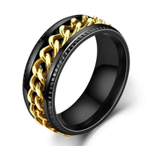 Load image into Gallery viewer, Chain Link Men&#39;s Spinner Rings (Black)
