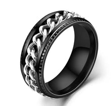 Load image into Gallery viewer, Chain Link Men&#39;s Spinner Rings (Black)

