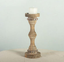 Load image into Gallery viewer, Wooden Beaded Pillar Candle Holders
