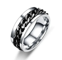 Load image into Gallery viewer, Chain Link Men&#39;s Spinner Rings (Silver)
