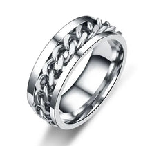Load image into Gallery viewer, Chain Link Men&#39;s Spinner Rings (Silver)
